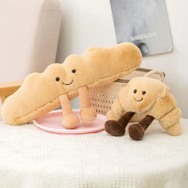 NEW Plush Chew Toy Cute Toast Bread Pretzel Baguette Croissant Interactive Squeaky Toy Children Birthday Gift