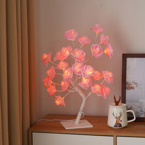 24 LED Rose Lamp, Rose Light Tree Table Top Decorations for Wedding Mother's Day Valentine’s Day Decorations, Gift for Girls Mom
