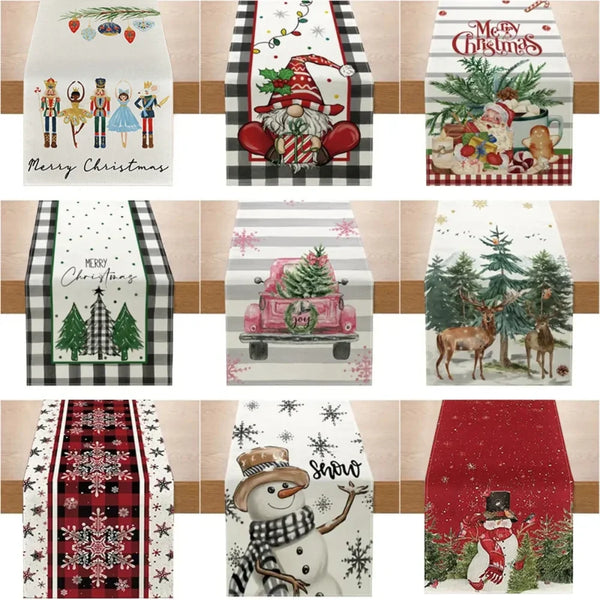 Linen Christmas Table Runner Snowman Xmas Tree Home Dining Table Cover Tablecloth 2023 Navidad Noel Christmas Decorations 2024