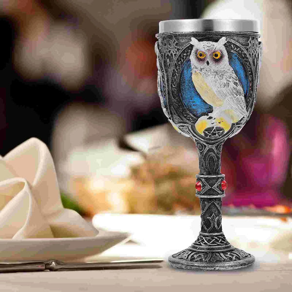 Goblet Cup Medieval Glasses Drinking Chalice Vintage Champagne Metal Owl Shot Tumbler Gothic Beer Egyptian Red Viking Festival