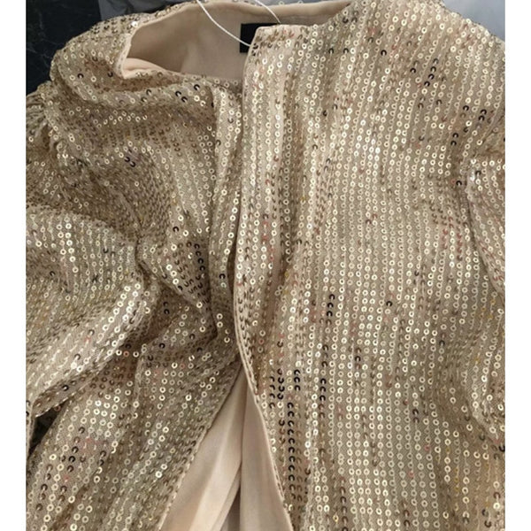1x Women&#39;s Fashion Sequins Short Coat Women&#39;s Blazer Bomber Party Coat Long Sleeve Casual Solid Color Retro Street Wear M-XXL