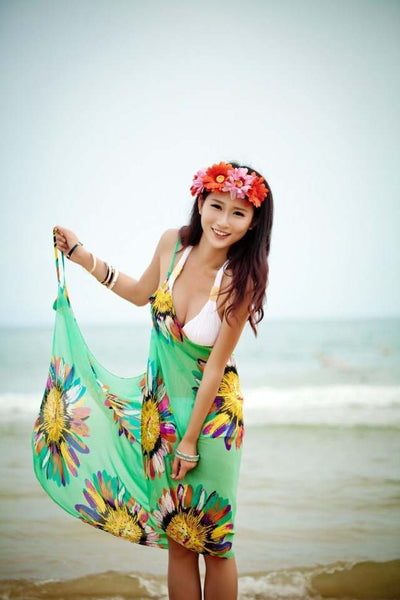 Women Summer Beach Dress Bikini Cover-ups Swim Wear Cover Up Tunic Beach Veil Sexy Deep V-Neck Robe Caftan Female