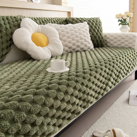 Universal Non-slip Soft Sofa Mat Thicken Plush Sofa Cover Soild Color Winter Autumn Warm Sofa Towel Couch Cushion Living Room
