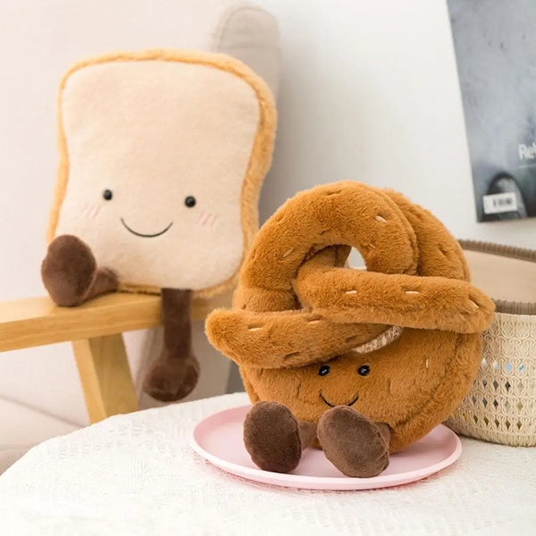 NEW Plush Chew Toy Cute Toast Bread Pretzel Baguette Croissant Interactive Squeaky Toy Children Birthday Gift