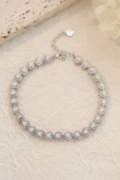 925 Sterling Silver Opal Heart Bracelet Trendsi
