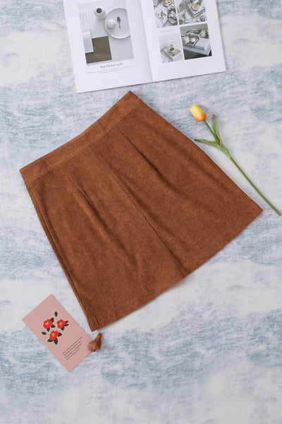 Buttoned Corduroy Mini Skirt Trendsi