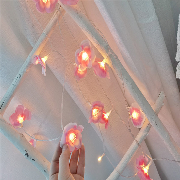 2M LED Rose String Lights Party Holiday Wedding Decoration Lamp for Home Pink flower string lights_2 meters ZopiStyle