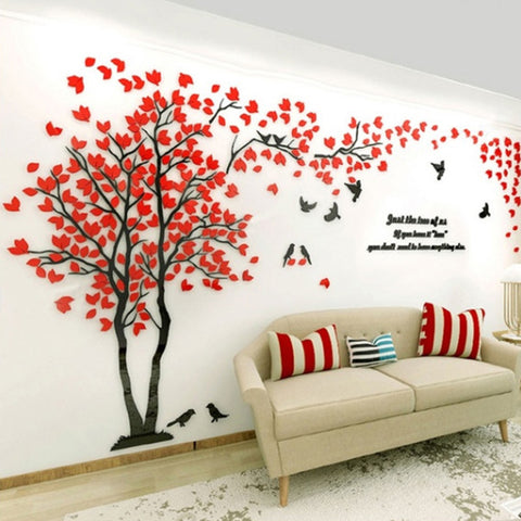 Medium Stylish Lovers Tree 3D Wall Sticker Family Wall Stickers for Living Room Bedroom Wall Decoration Left version ZopiStyle