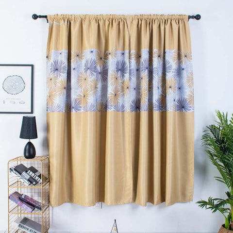 1pc Modern Shading Curtains with Chrysanthemum Pattern Kids Thick Curtain for Living Room Bedroom Kitchen Window yellow_1.5m wide x 2m high pole ZopiStyle