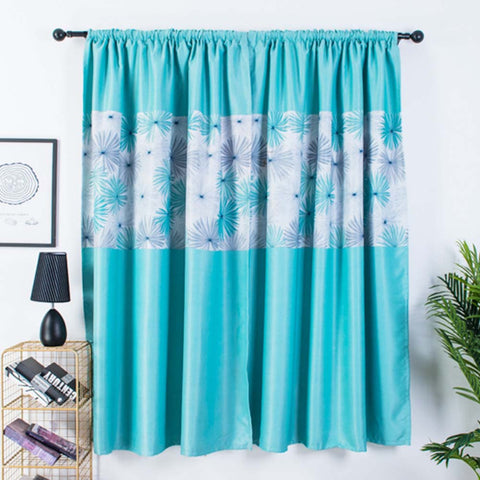 1pc Modern Shading Curtains with Chrysanthemum Pattern Kids Thick Curtain for Living Room Bedroom Kitchen Window blue_1m wide x 2m high pole ZopiStyle