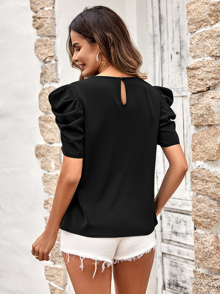Puff Sleeve Gathered Detail Blouse Trendsi