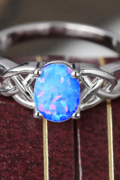 Crisscross 4-Prong Opal Ring Trendsi