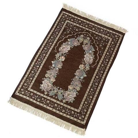 Islamic Pilgrimage Blanket Muslim Prayer Mat Lightweight Thin Carpet Islam Eid Ramadan Gift Dark brown_70cm*110cm ZopiStyle