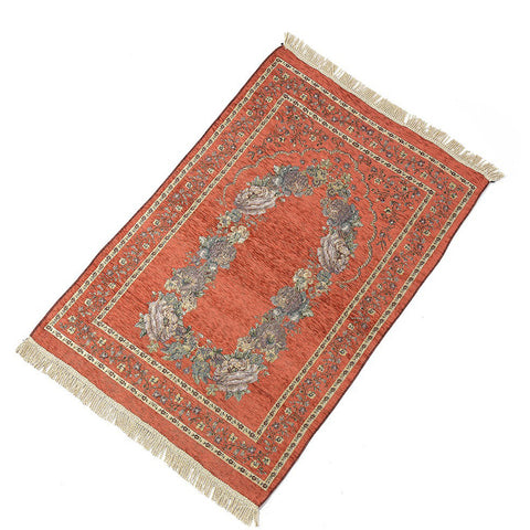 Islamic Pilgrimage Blanket Muslim Prayer Mat Lightweight Thin Carpet Islam Eid Ramadan Gift Apricot red_70cm*110cm ZopiStyle