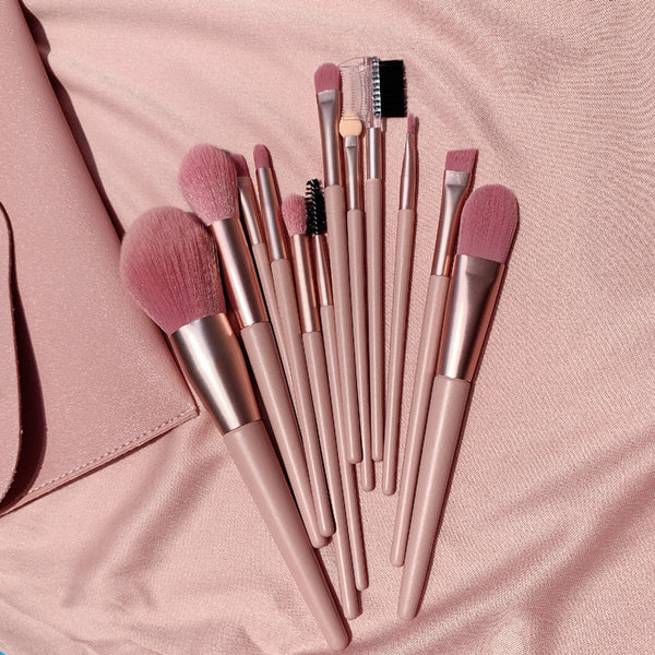 New 7 12 naked pink makeup brush set Nordic INS loose powder eye shadow brush beauty makeup tool spot ZopiStyle