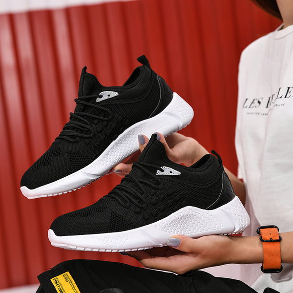 2020 autumn and winter trend coconut reflective casual shoes men's couple Korean version of the thick bottom flying web sports running female ZopiStyle