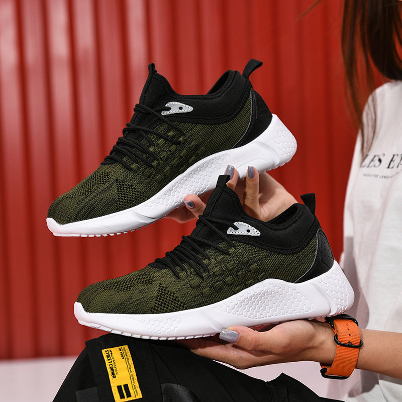 2020 autumn and winter trend coconut reflective casual shoes men's couple Korean version of the thick bottom flying web sports running female ZopiStyle