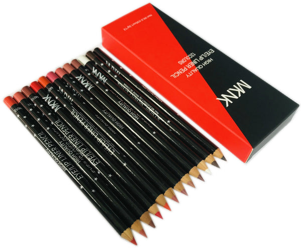 Cross-border export wooden pole 12 color smooth matte waterproof lip line pen red pen eye brow pen makeup pen set ZopiStyle