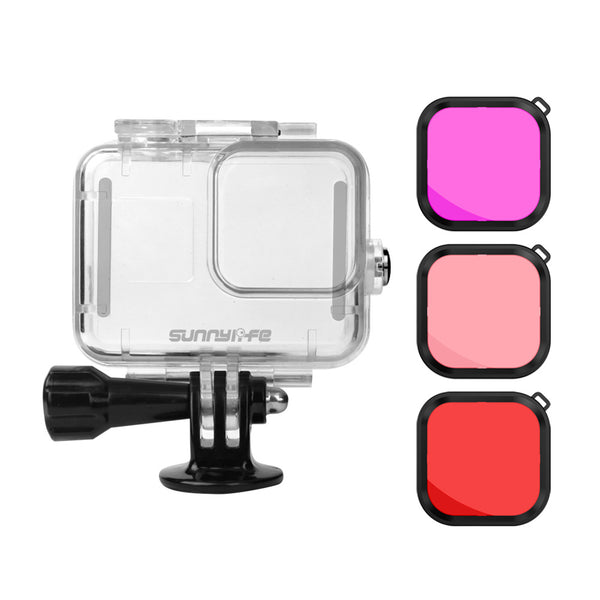 Sports Camera Waterproof Shell Protective Cover Underwater Photography Diving Stick Buoyancy Stick for GoPro Hero 8 Camera Accessories 1*case+3*filters ZopiStyle