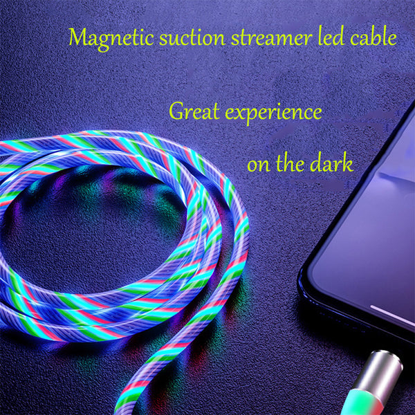 Data Line LED Magnetic Micro USB Cable Android Type-C IOS Fast Charging Cable for Mobile Phone color_Android interface ZopiStyle