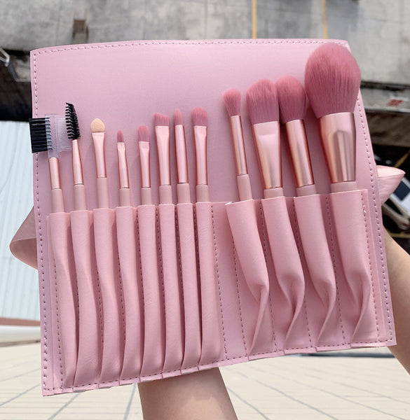 New 7 12 naked pink makeup brush set Nordic INS loose powder eye shadow brush beauty makeup tool spot ZopiStyle