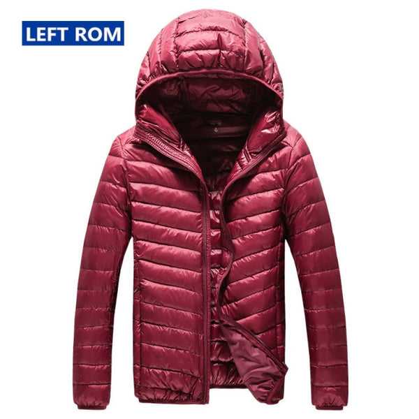 2019 New High-end Warm Fashion for Men Feather Hooded Down Jacket Pure Color Boutique Mens Feather Down Coat Thin Light Jackets ZopiStyle