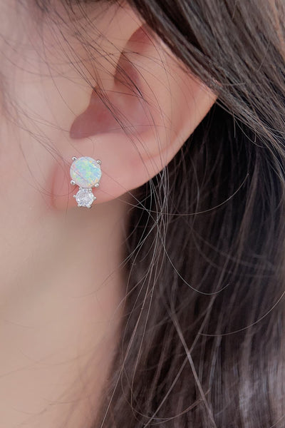 4-Prong Opal Stud Earrings Trendsi