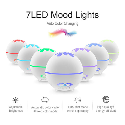 400ml Essential Oil Diffuser Remote Control Mist Humidifier with 7 Colors Change Light for Bedroom Home  Colorful_US regulations (used in American countries) ZopiStyle
