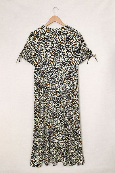 Plus Size Leopard Print Ruffled Midi Dress Trendsi