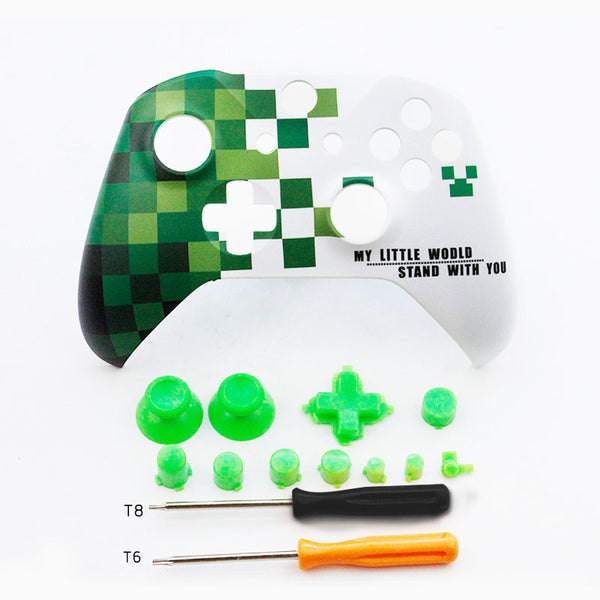 Front Top Up Shell Case Housing Face Plate for Xbox One S Controller Game Cover  Green world ZopiStyle