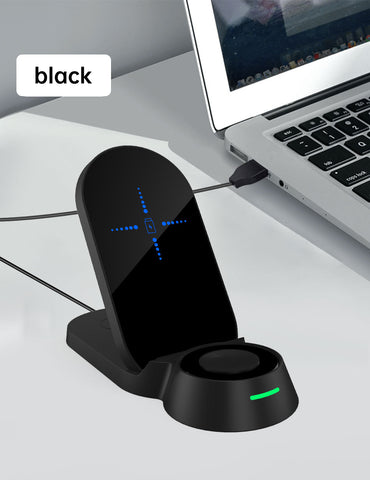 3-in-1 Multifunctional Wireless Fast Charger For Phone Watch Headset Desktop Wireless Charging Base black ZopiStyle