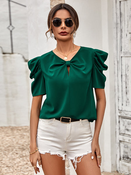 Puff Sleeve Gathered Detail Blouse Trendsi
