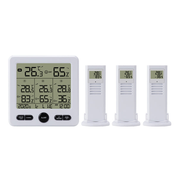 Temperature and Humidity Meter One-drive-three Multifunctional Wireless High Precision Thermometer with Color Alarm TS-6210-W ZopiStyle