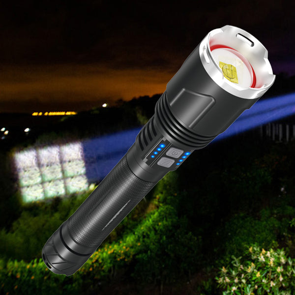 P99 LED Flashlight Zoom Torch with USB Charging Outdoor Camping Lamp black_Model: X914 ZopiStyle