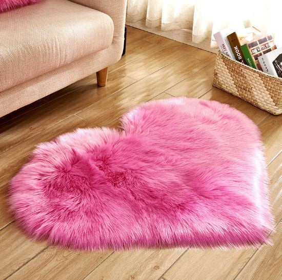 Pure Color Heart-Shaped Woolen Carpet Floor Mat Mattress Blanket Sofa Cushion Plush Living Room Tea Table Sofa Bedroom Carpet ZopiStyle