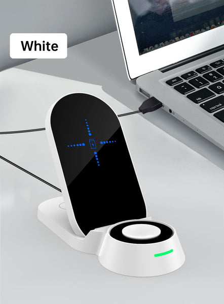 3-in-1 Multifunctional Wireless Fast Charger For Phone Watch Headset Desktop Wireless Charging Base White ZopiStyle