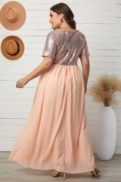 Plus Size Sequined Spliced Maxi Dress Trendsi