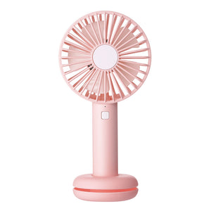 Air Fan Cute Donut Shape Handheld USB Rechargeable Fans LED Light with Storage Base Pink_Donut fan ZopiStyle