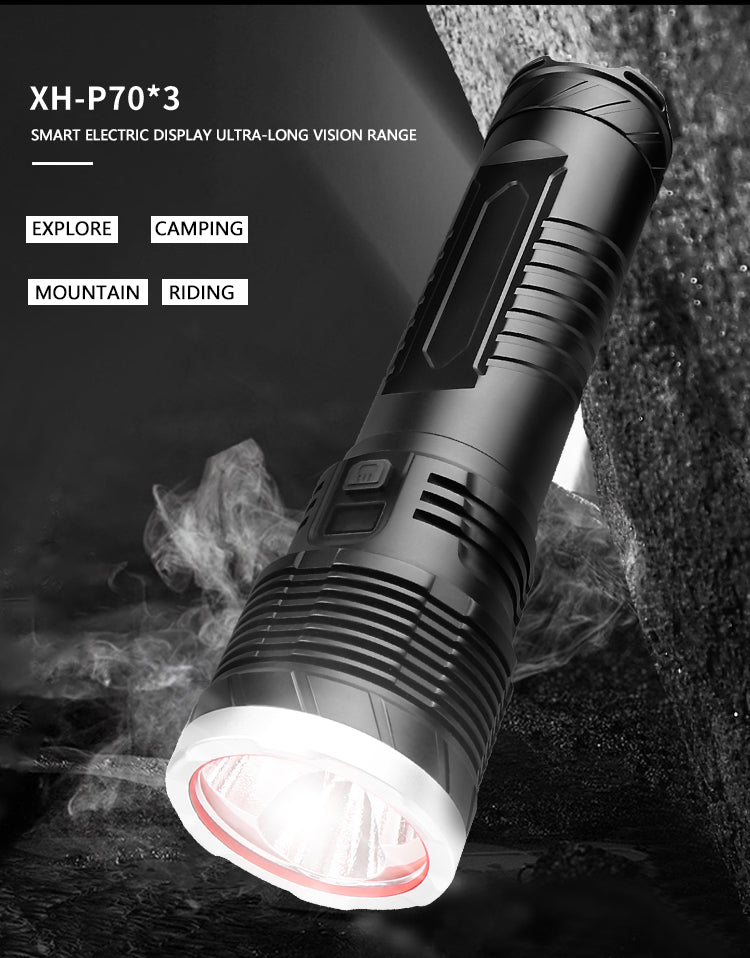 LED Flashlight Smart Screen Display Short Style Torch Camping Night Lamp black_F401 short ZopiStyle
