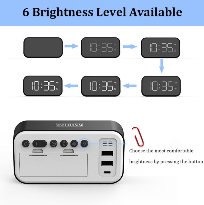 Small Digital Alarm Clock for Heavy Sleepers with 100dB Extra Loud Alarm USB Charger Alarm Clock for Bedroom  White font ZopiStyle