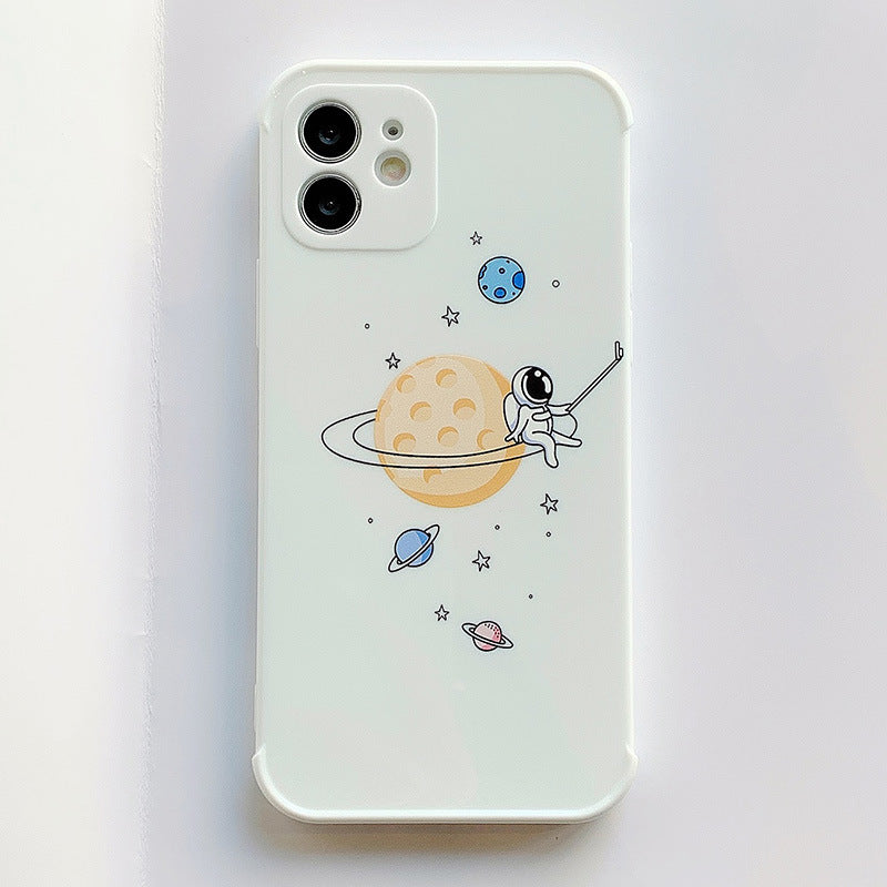Mobile Phone Case TPU Cartoon Pattern Painting Planet Spaceman for iphone 11 white_iphone11ProMax ZopiStyle