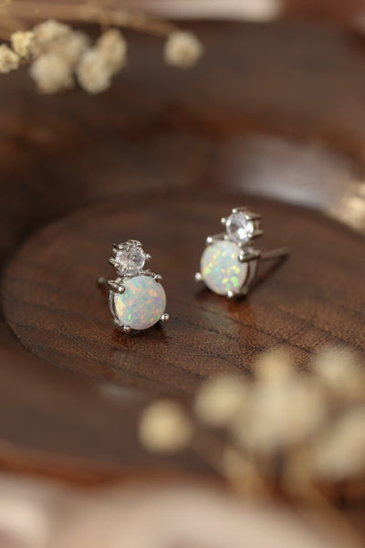 4-Prong Opal Stud Earrings Trendsi