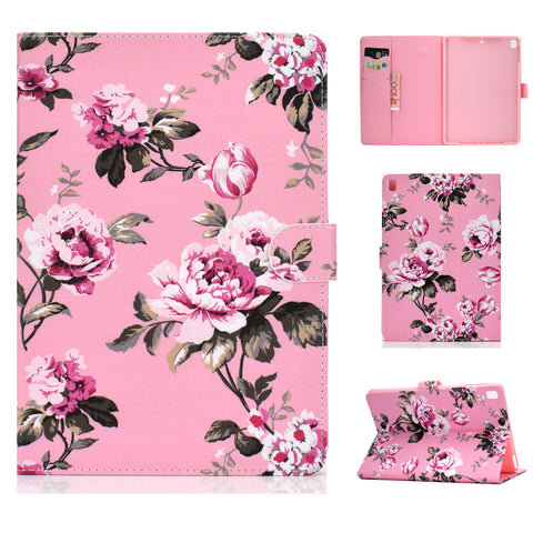 For iPad 5/6/7/8/9-iPad Pro9.7-iPad 9.7 Laptop Protective Case Color Painted Smart Stay PU Cover Pink flower ZopiStyle
