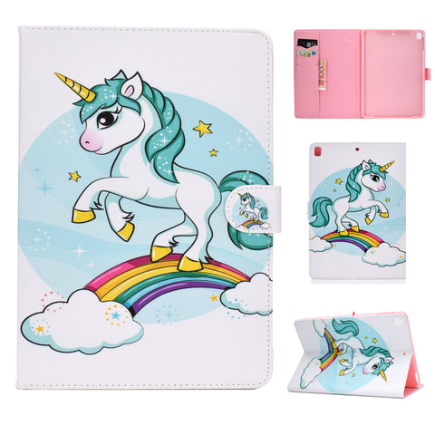 For iPad 5/6/7/8/9-iPad Pro9.7-iPad 9.7 Laptop Protective Case Color Painted Smart Stay PU Cover single horned horse ZopiStyle