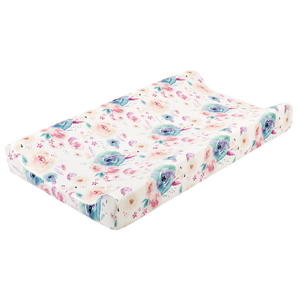 Removable Washable Changing Pad Cover for Baby Care Table Printing Cover Watercolor flowers ZopiStyle
