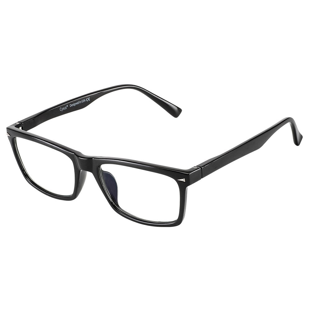 [US Stock] Cyxus Computer Glasses Blue Light Blocking for Women Men Gaming Eyewear Reduce Eyestrain (8085T01, Bright Black) ZopiStyle