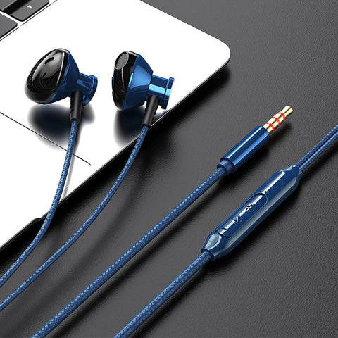 Universal Metal Half Ear Wired  Headset Wire Control 9d Surround Sound Quality Noise Reduction Game Sports Buds Headphones [Blue] ZopiStyle