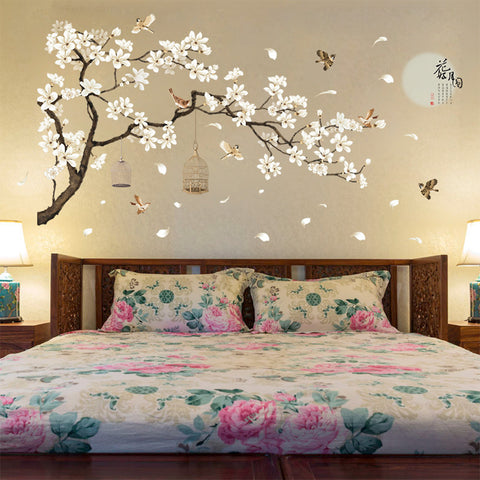 187x128cm Large Size Tree Wall Stickers Birds Flower Home Decor Wallpapers for Living Room Bedroom DIY Rooms Decoration 60*90cm *2 ZopiStyle