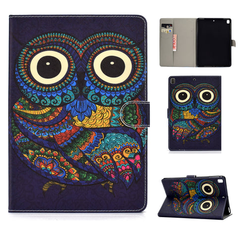 For iPad 5/6/7/8/9-iPad Pro9.7-iPad 9.7 Laptop Protective Case Color Painted Smart Stay PU Cover owl ZopiStyle