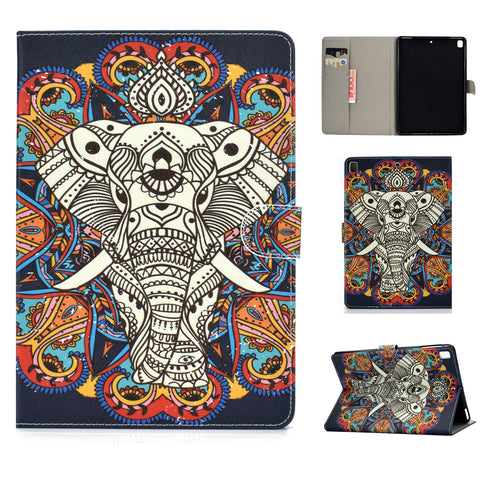 For iPad 5/6/7/8/9-iPad Pro9.7-iPad 9.7 Laptop Protective Case Color Painted Smart Stay PU Cover Fun elephant ZopiStyle